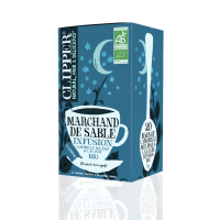 Une boîte d'infusion marchand de sable bio Clipper de 20 sachets.